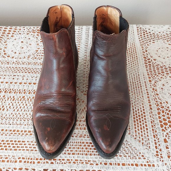 Silver Rebel Short Boots Size 6 Women Leather Western Cowboy Boho Ankle Bootie - Picture 3 of 14